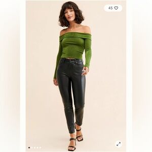 Pistola NWT Lennon Black Leather Pants in Slate Black